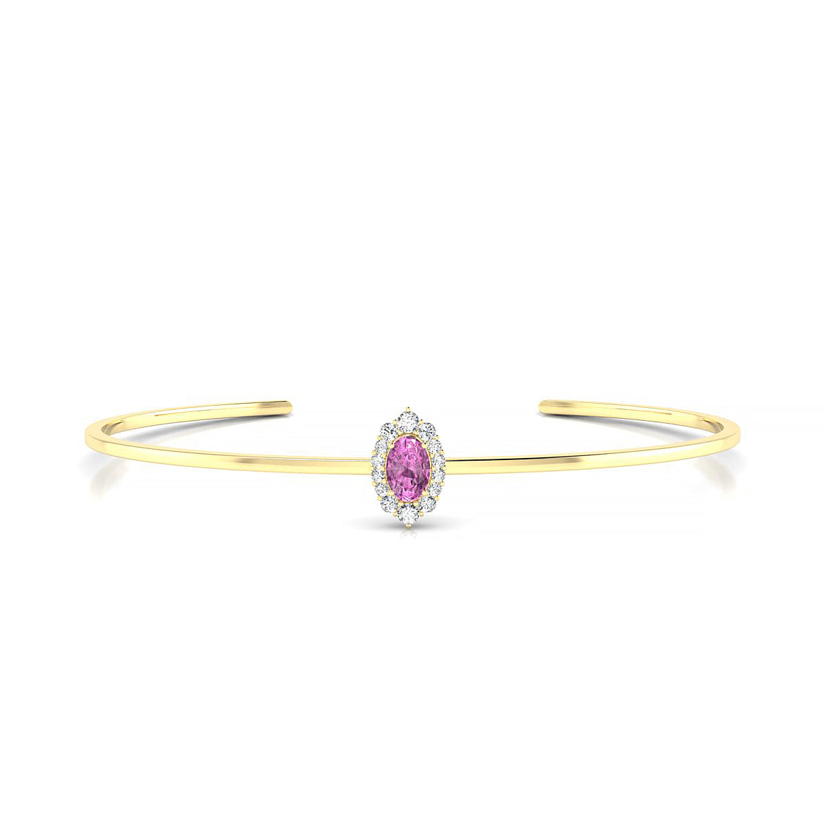 Romance | 18k Yellow Gold 6 x 4 mm Oval Pink Sapphire Bangle