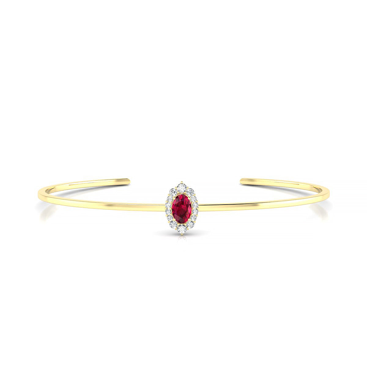 Romance | 18k Yellow Gold 6 x 4 mm Oval Ruby Bangle