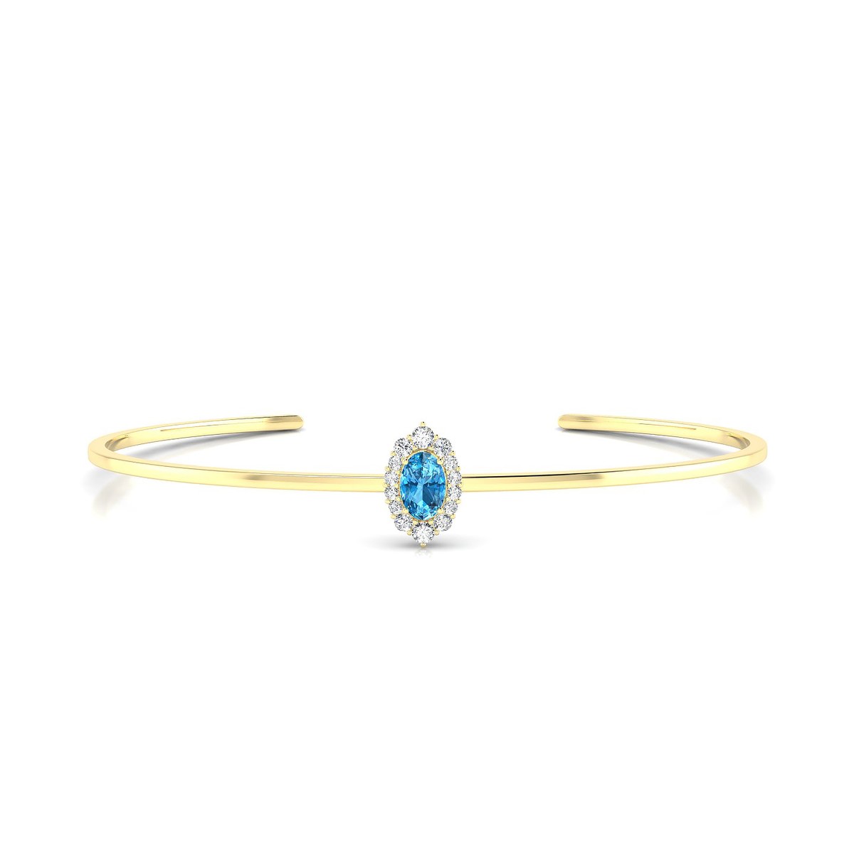 Romance | 18k Yellow Gold 6 x 4 mm Oval Topaz Bangle