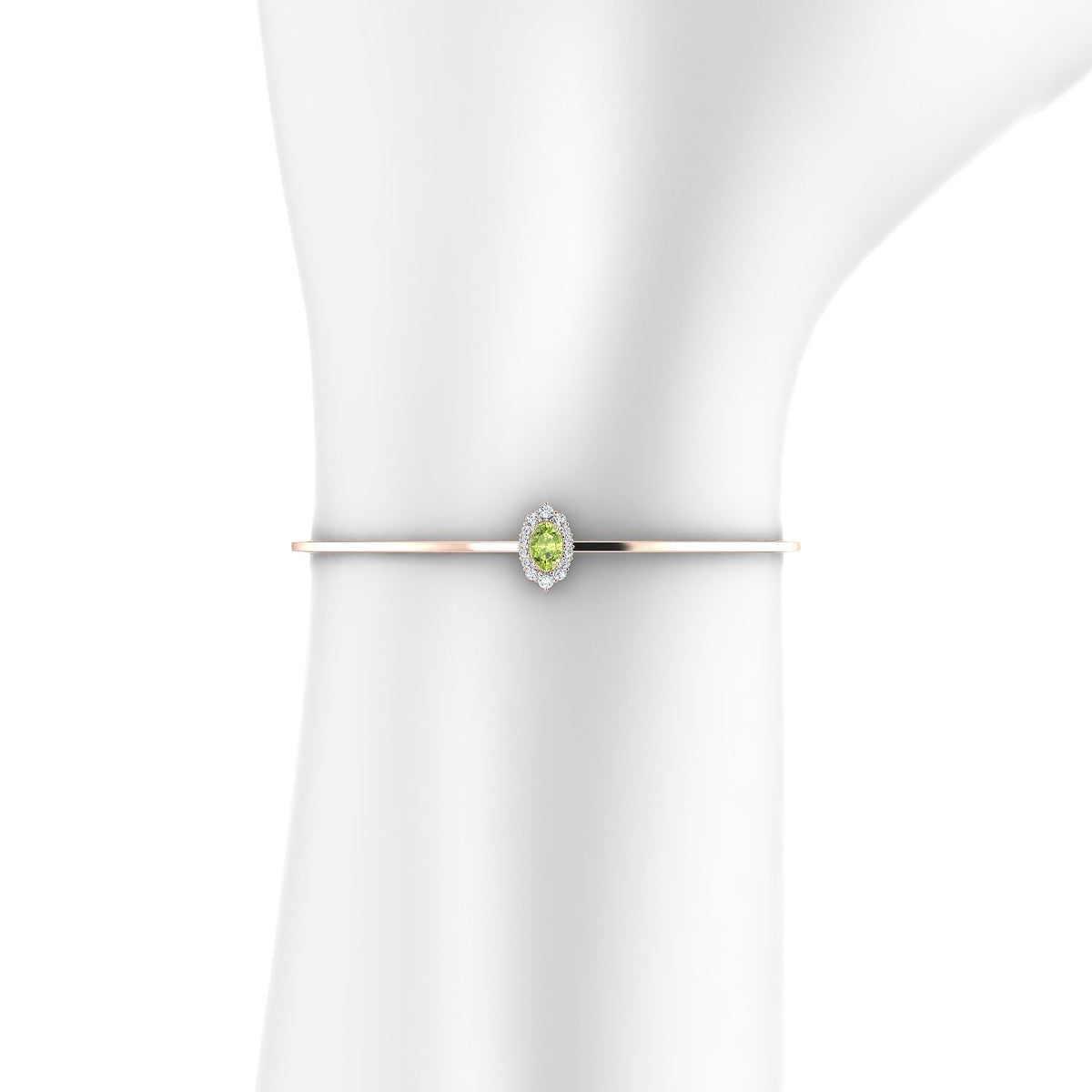 Romance | 18k Rose Gold 6 x 4 mm Oval Peridot Bangle