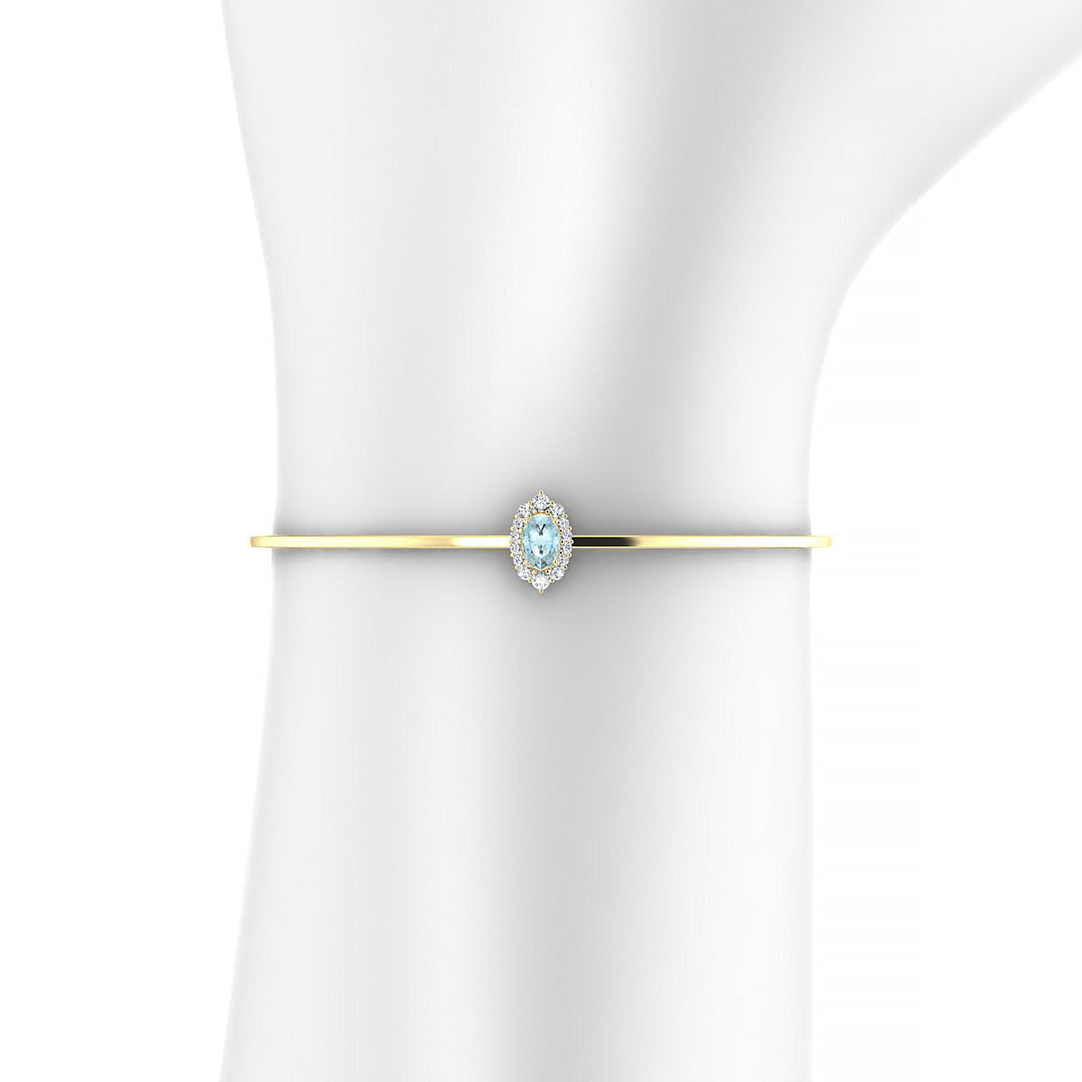 Romance | 18k Yellow Gold 6 x 4 mm Oval Aquamarine Bangle