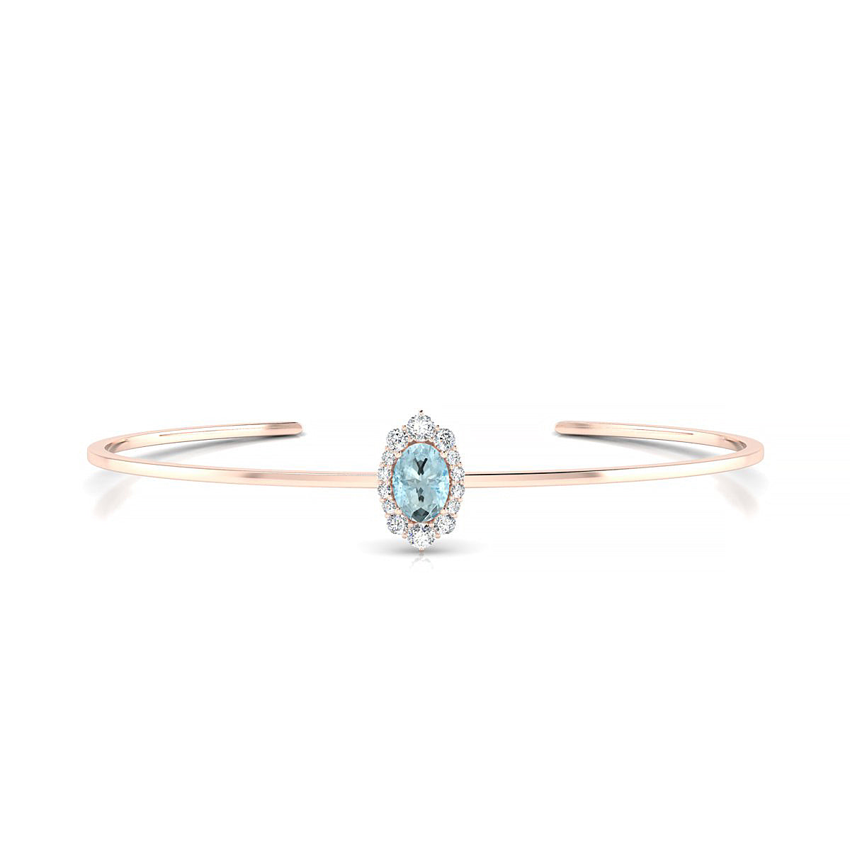 Romance | 18k Rose Gold 7 x 5 mm Oval Aquamarine Bangle