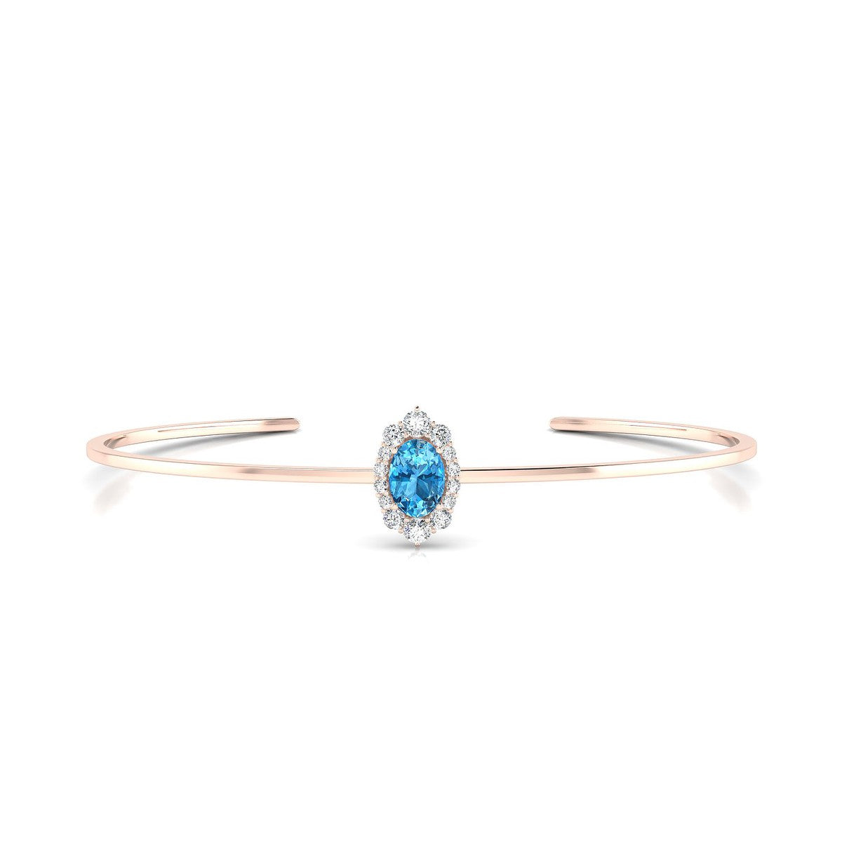 Romance | 18k Rose Gold 7 x 5 mm Oval Topaz Bangle