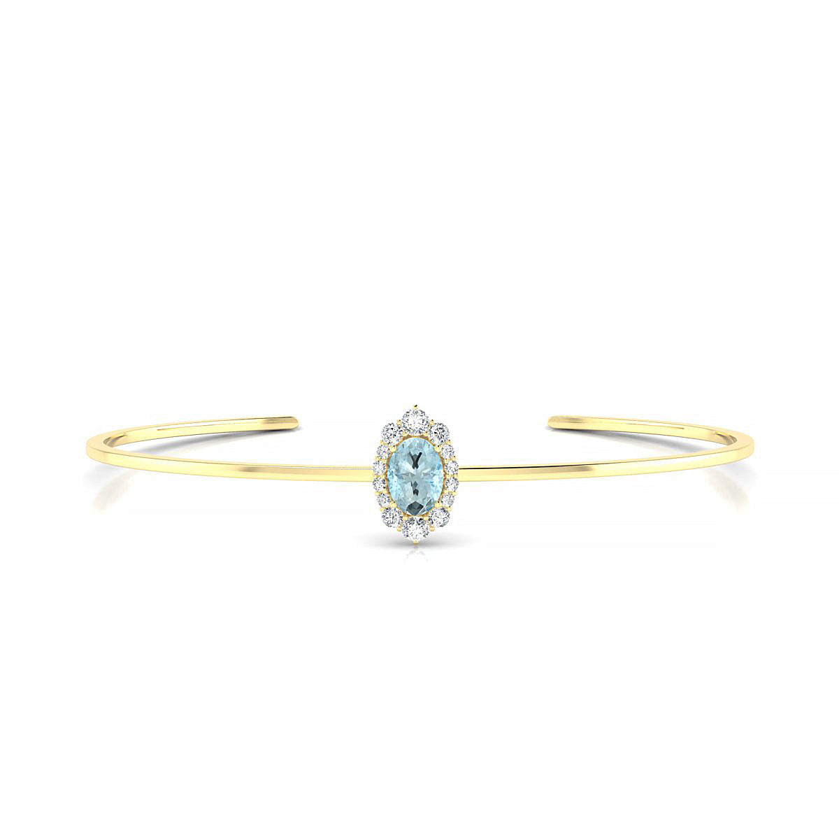Romance | 18k Yellow Gold 7 x 5 mm Oval Aquamarine Bangle