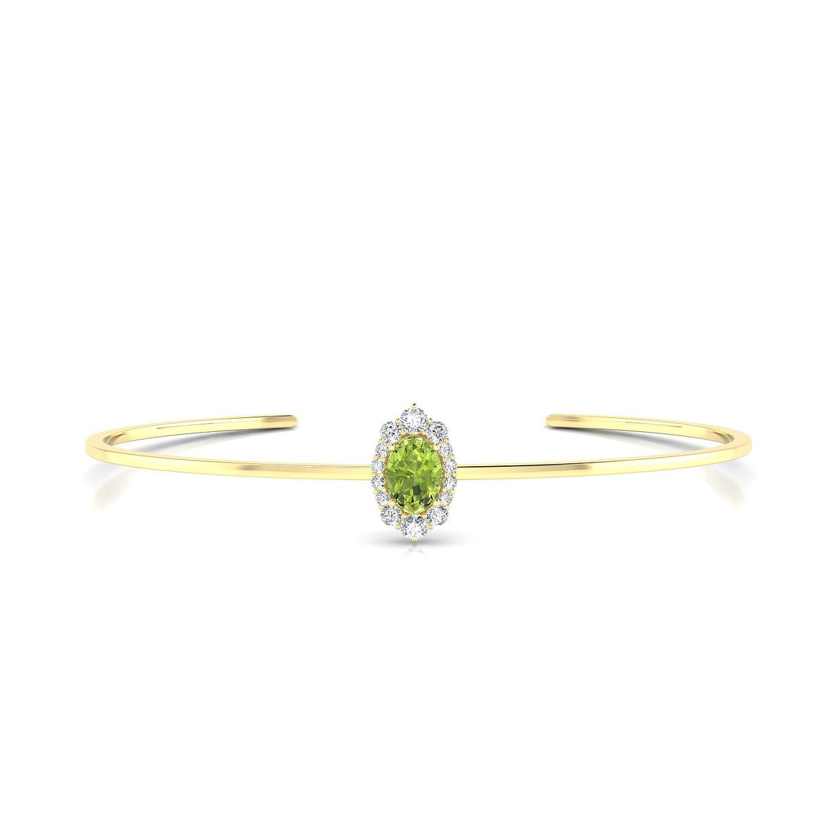 Romance | 18k Yellow Gold 7 x 5 mm Oval Peridot Bangle