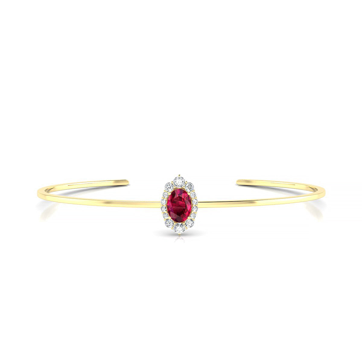 Romance | 18k Yellow Gold 7 x 5 mm Oval Ruby Bangle