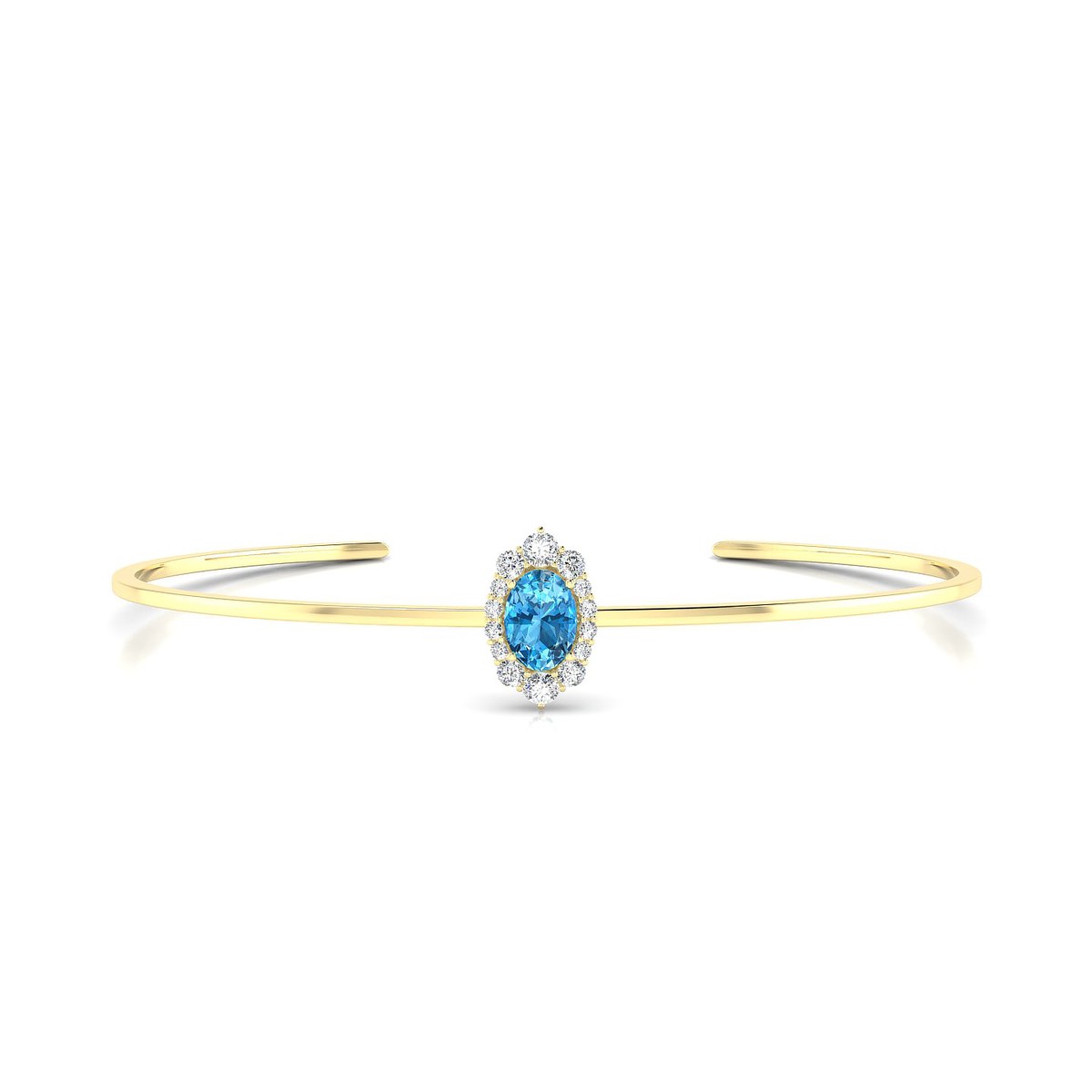 Romance | 18k Yellow Gold 7 x 5 mm Oval Topaz Bangle