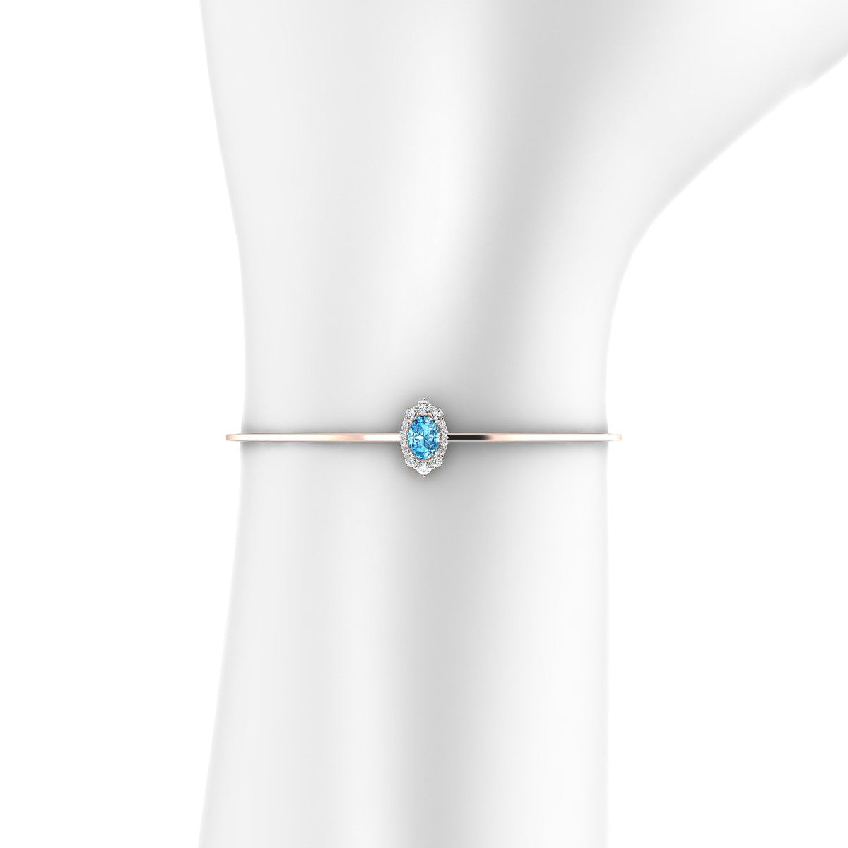 Romance | 18k Rose Gold 7 x 5 mm Oval Topaz Bangle