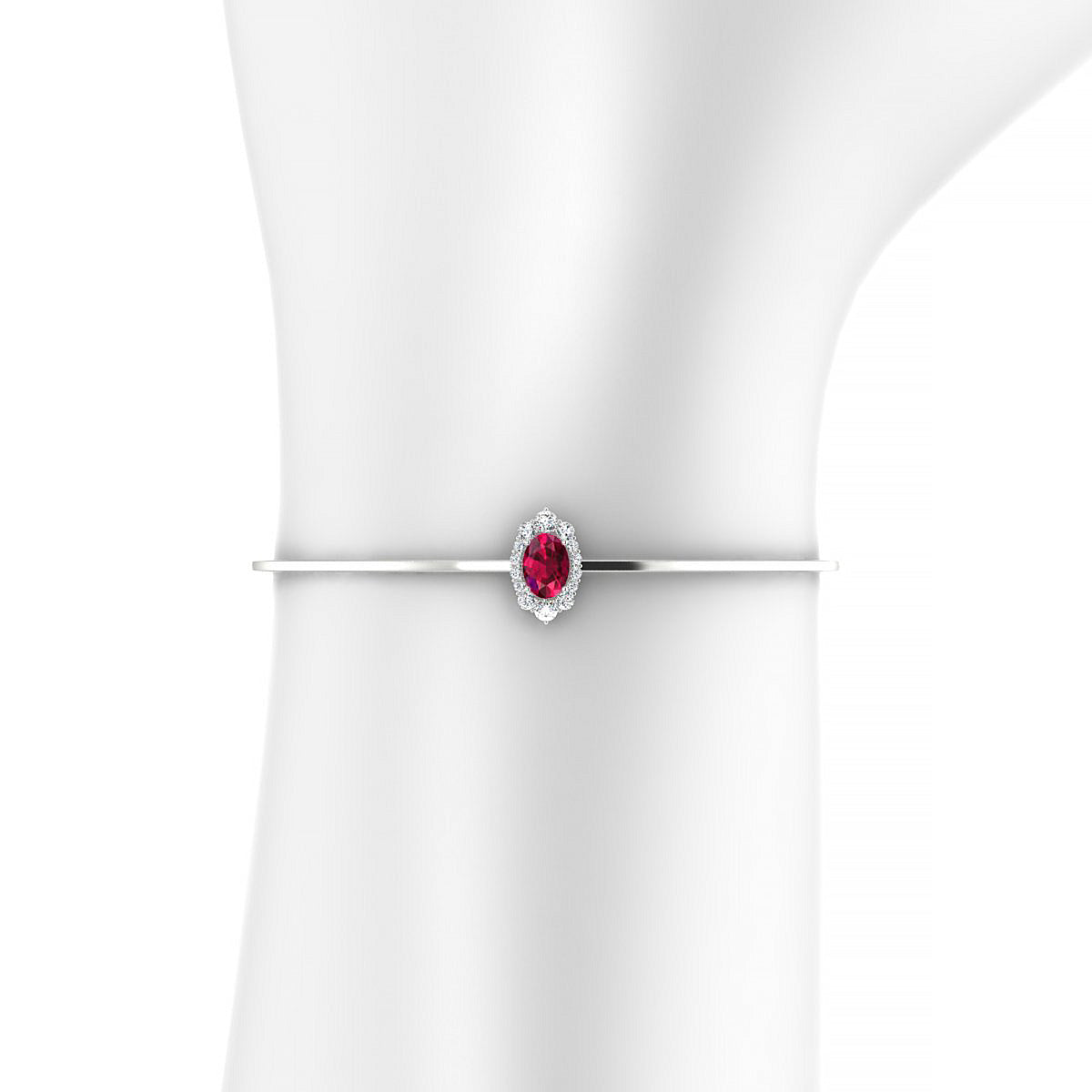 Romance | 18k White Gold 7 x 5 mm Oval Ruby Bangle