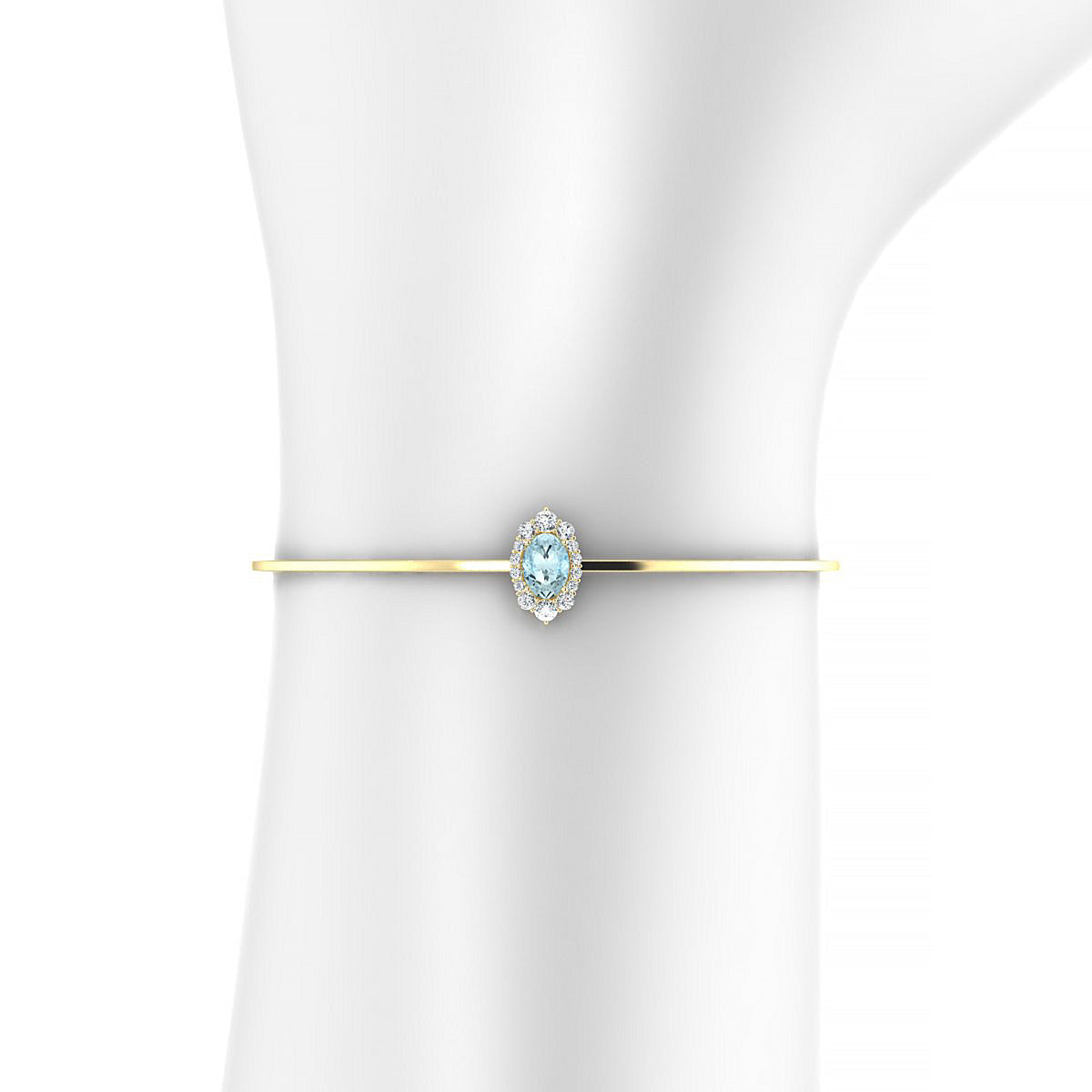 Romance | 18k Yellow Gold 7 x 5 mm Oval Aquamarine Bangle