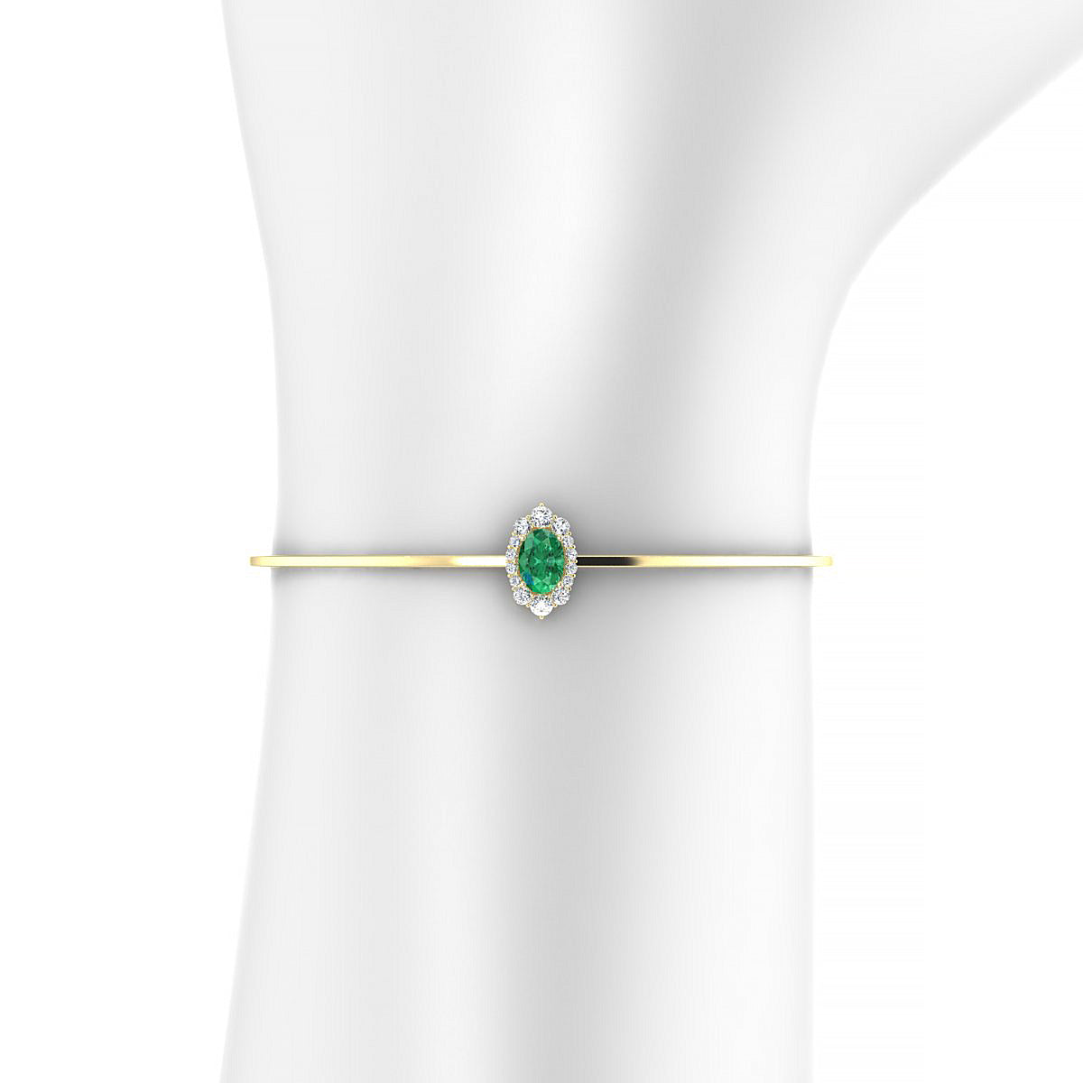 Romance | 18k Yellow Gold 7 x 5 mm Oval Emerald Bangle