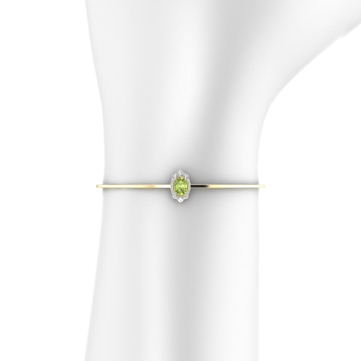 Romance | 18k Yellow Gold 7 x 5 mm Oval Peridot Bangle