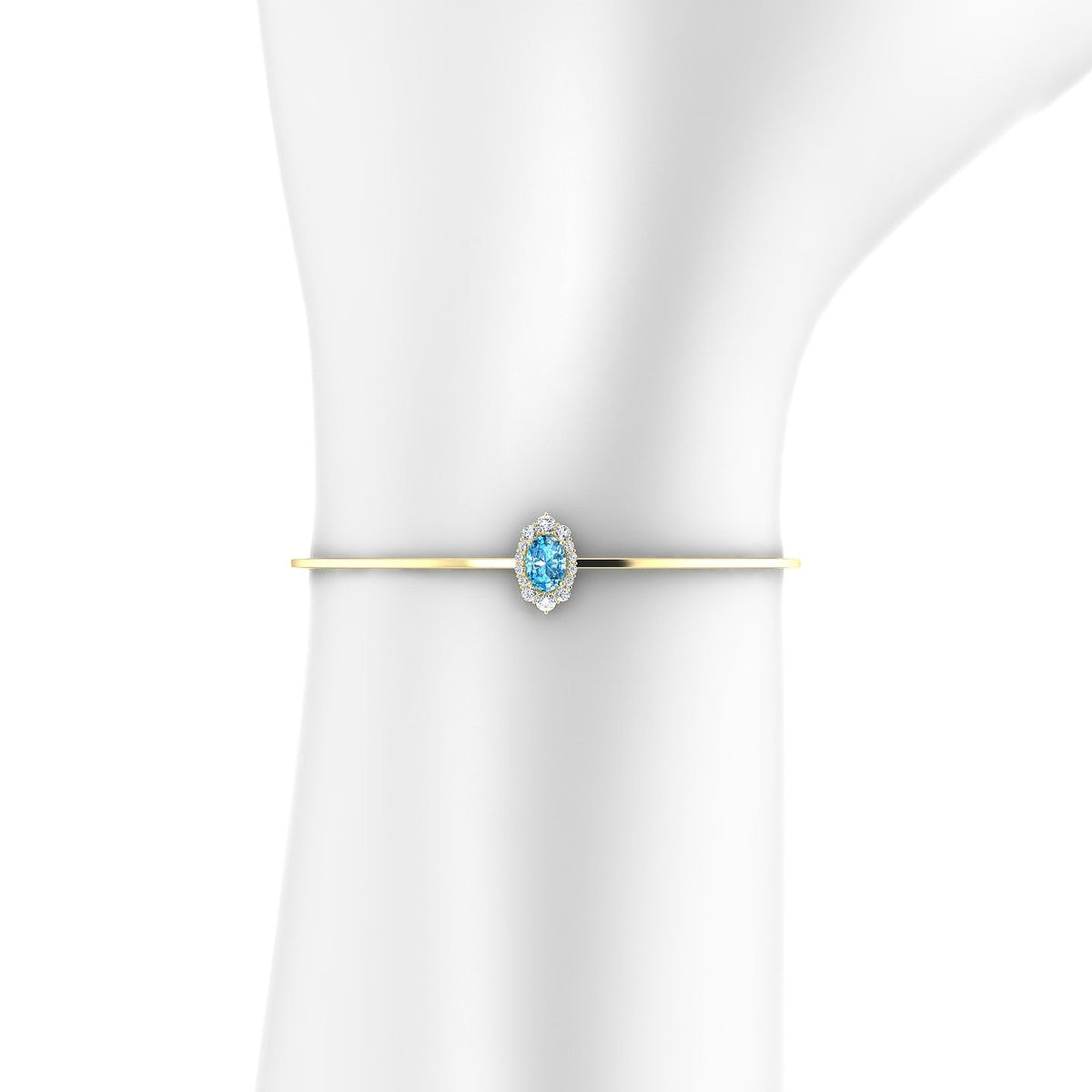 Romance | 18k Yellow Gold 7 x 5 mm Oval Topaz Bangle