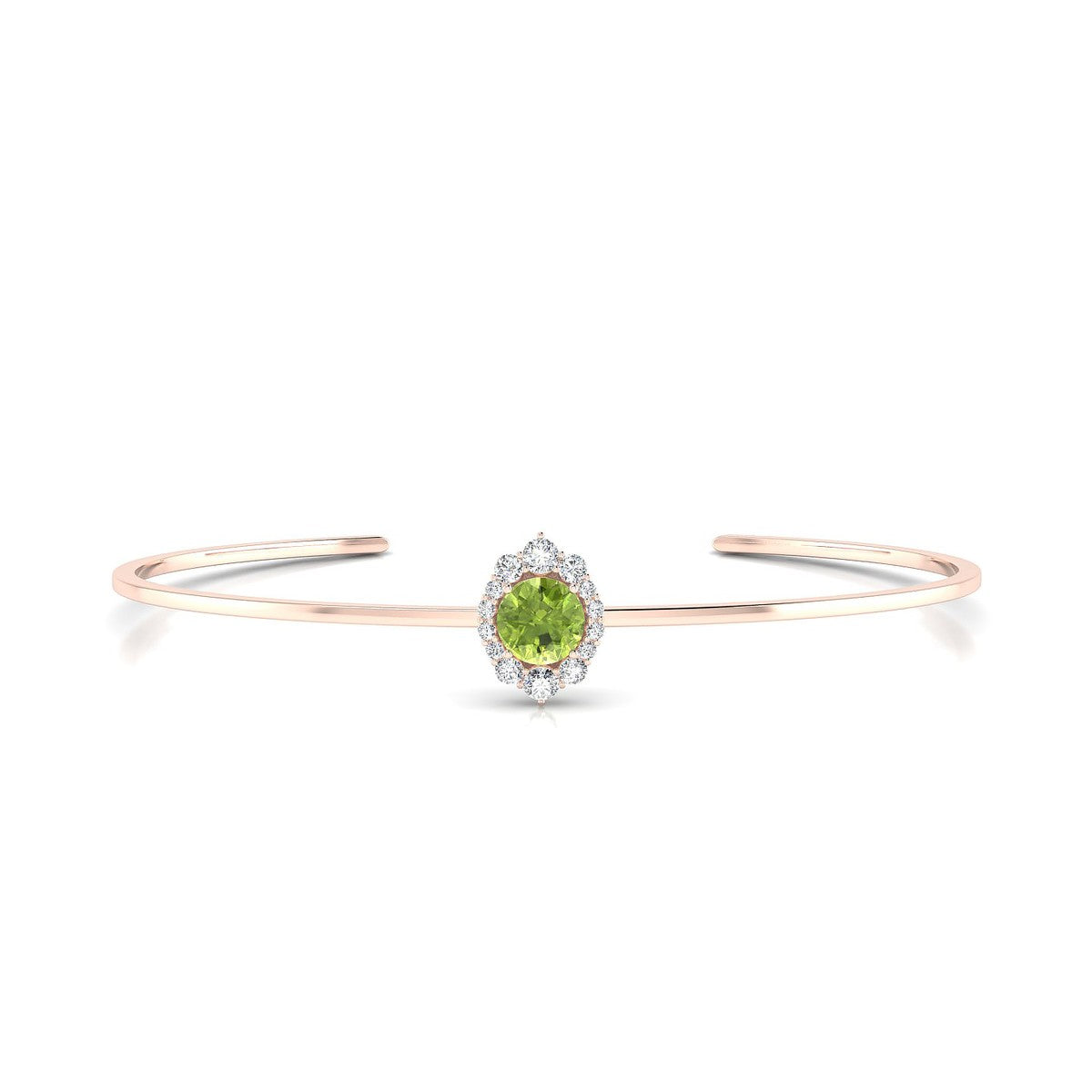 Romance | 18k Rose Gold 6 mm Round Peridot Bangle
