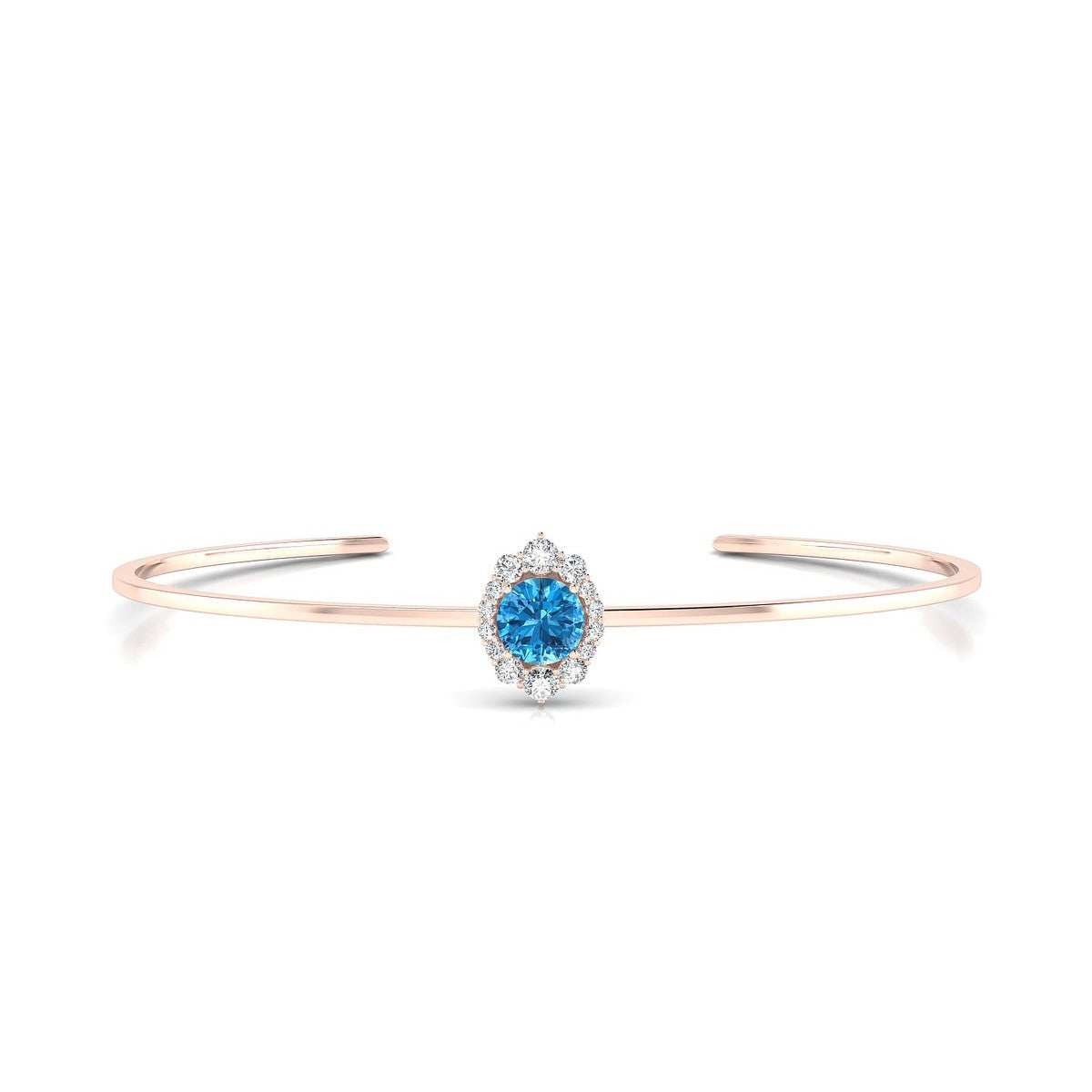 Romance | 18k Rose Gold 6 mm Round Topaz Bangle