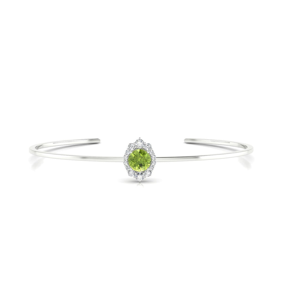 Romance | 18k White Gold 6 mm Round Peridot Bangle