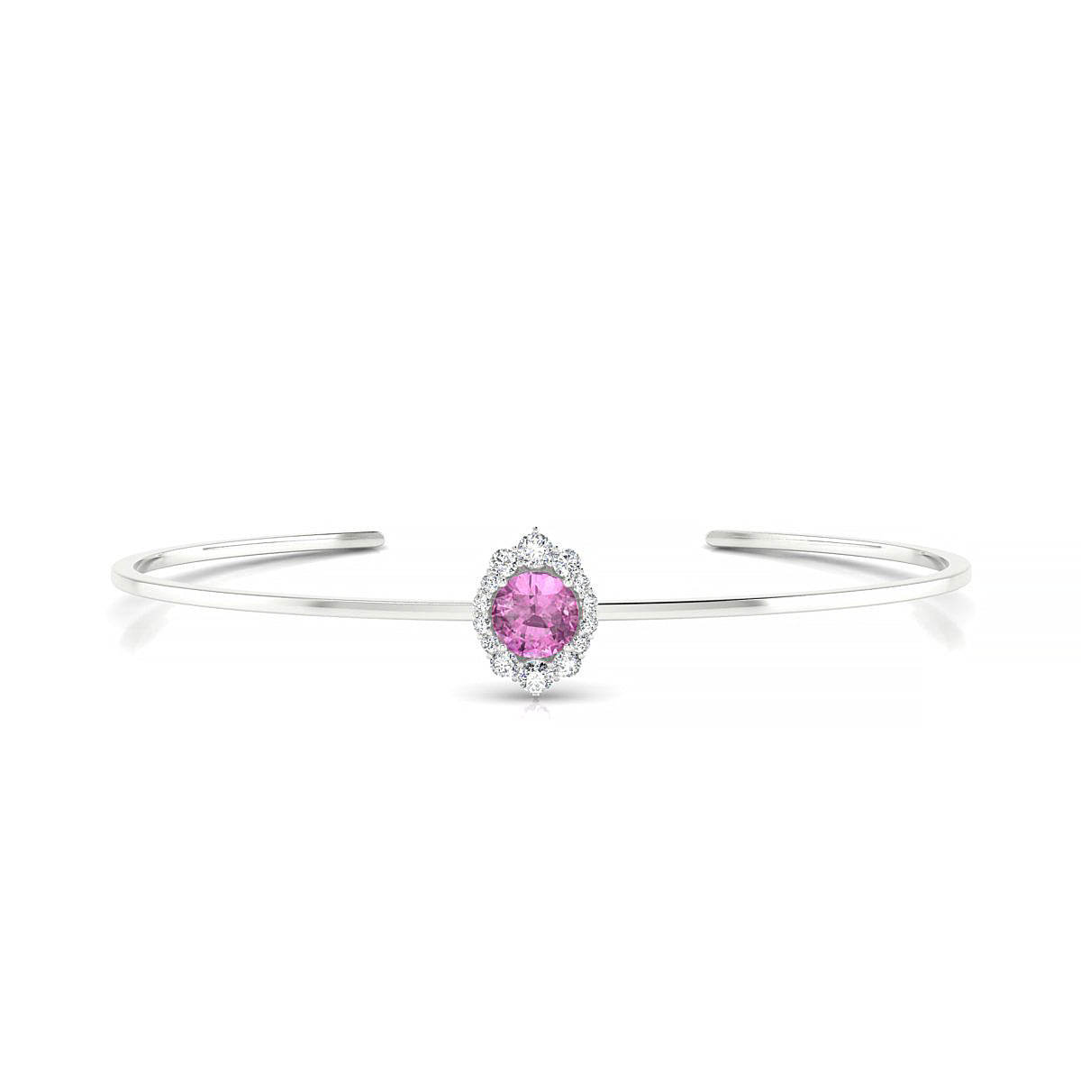 Romance | 18k White Gold 6 mm Round Pink Sapphire Bangle