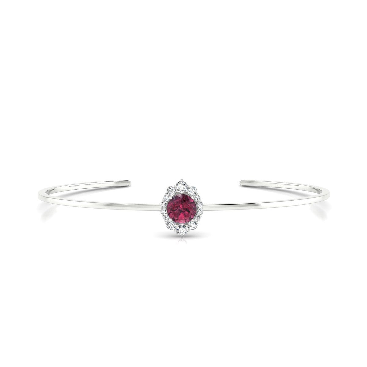 Romance | 18k White Gold 6 mm Round Rhodolite Bangle