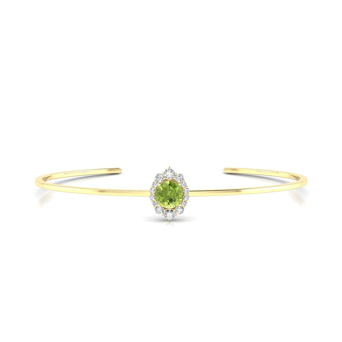 Romance | 18k Yellow Gold 6 mm Round Peridot Bangle