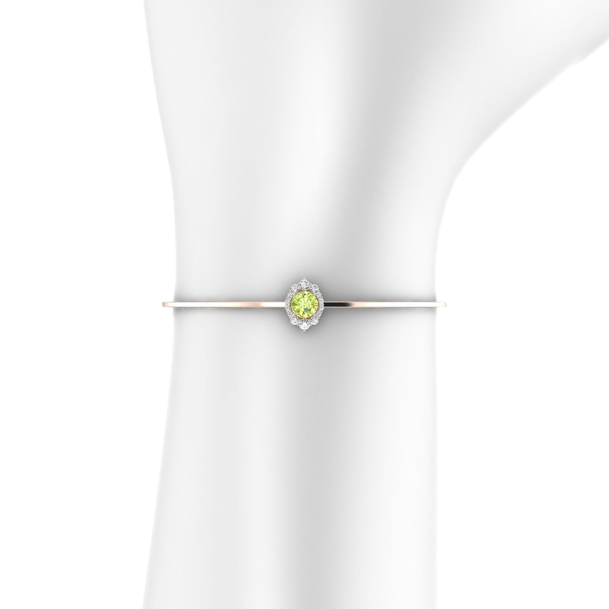 Romance | 18k Rose Gold 6 mm Round Peridot Bangle
