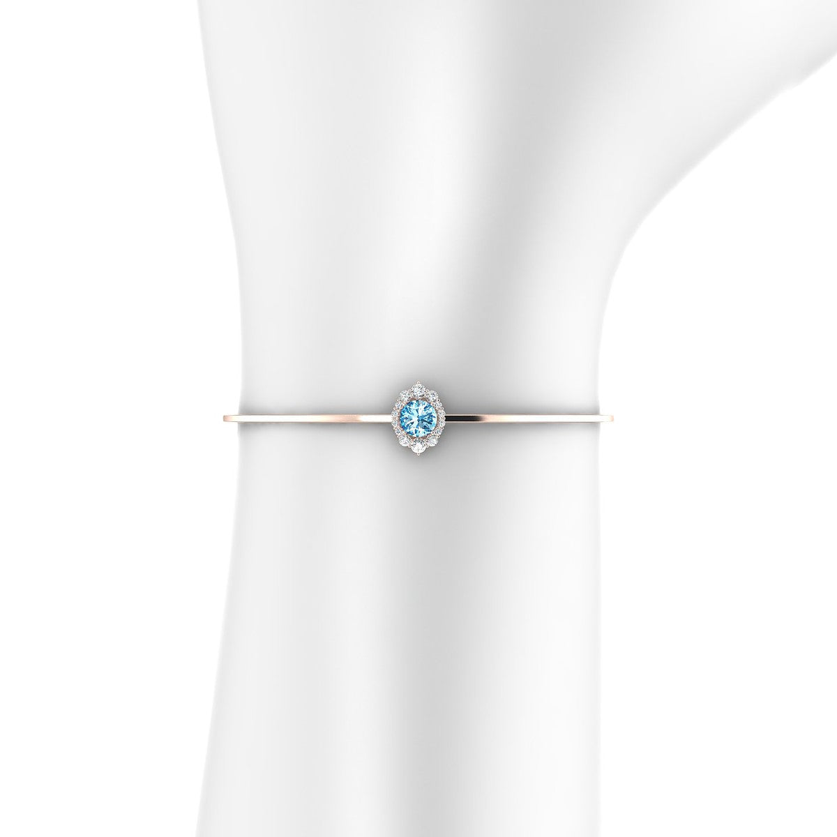 Romance | 18k Rose Gold 6 mm Round Topaz Bangle