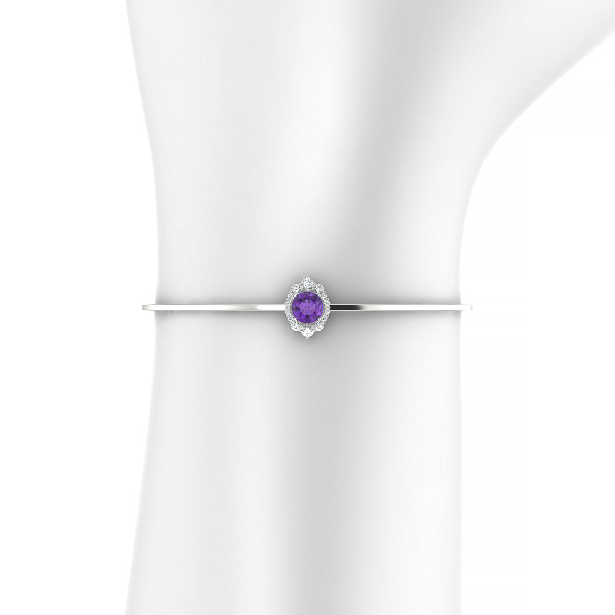 Romance | 18k White Gold 6 mm Round Amethyst Bangle