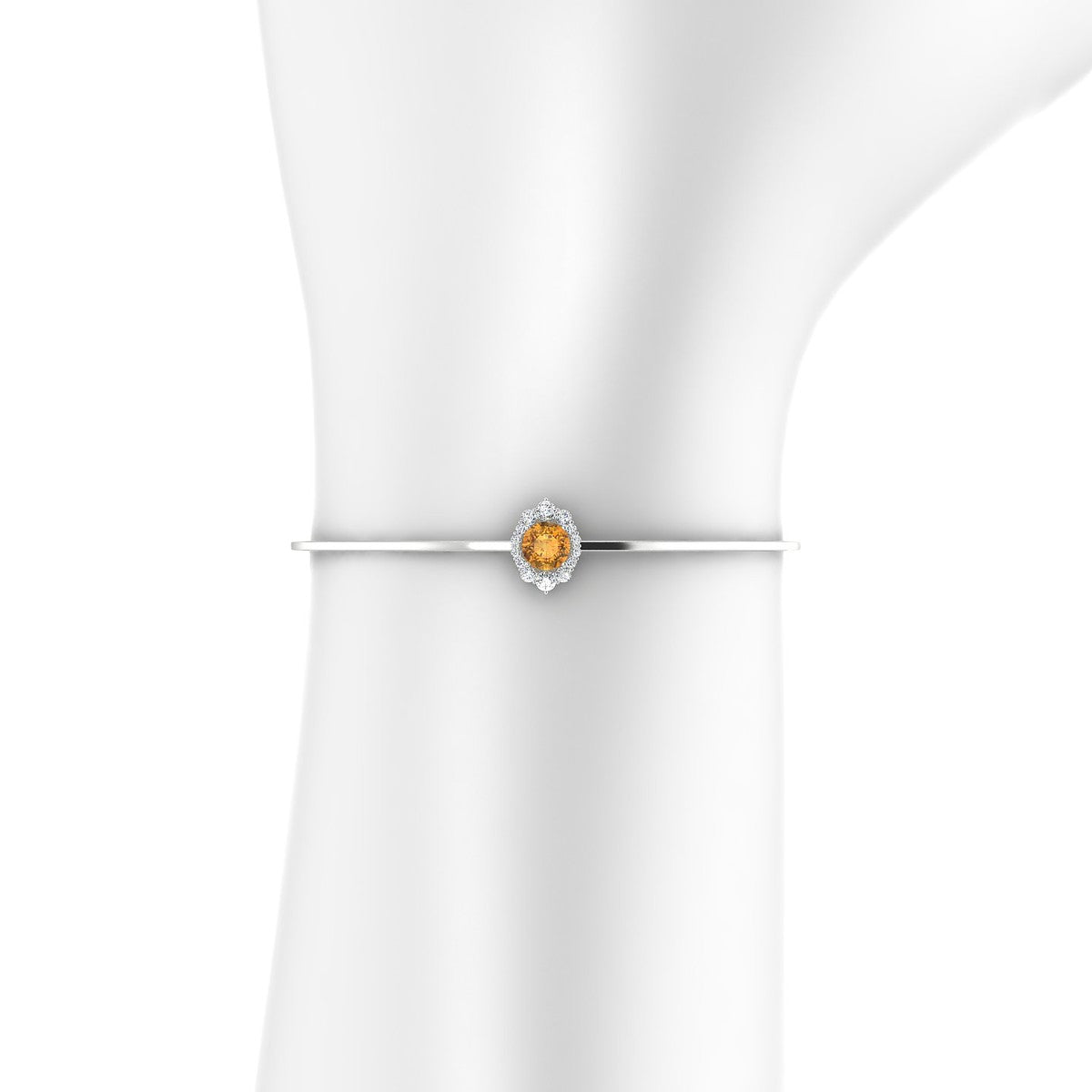 Romance | 18k White Gold 6 mm Round Citrine Bangle
