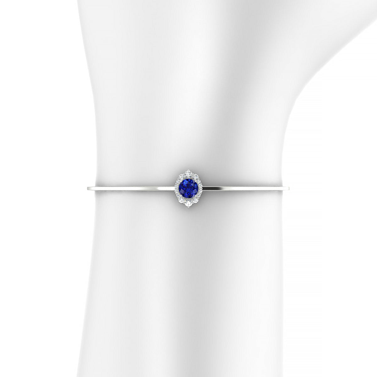 Romance | 18k White Gold 6 mm Round Sapphire Bangle