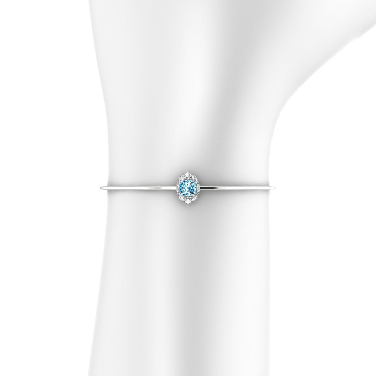 Romance | 18k White Gold 6 mm Round Topaz Bangle