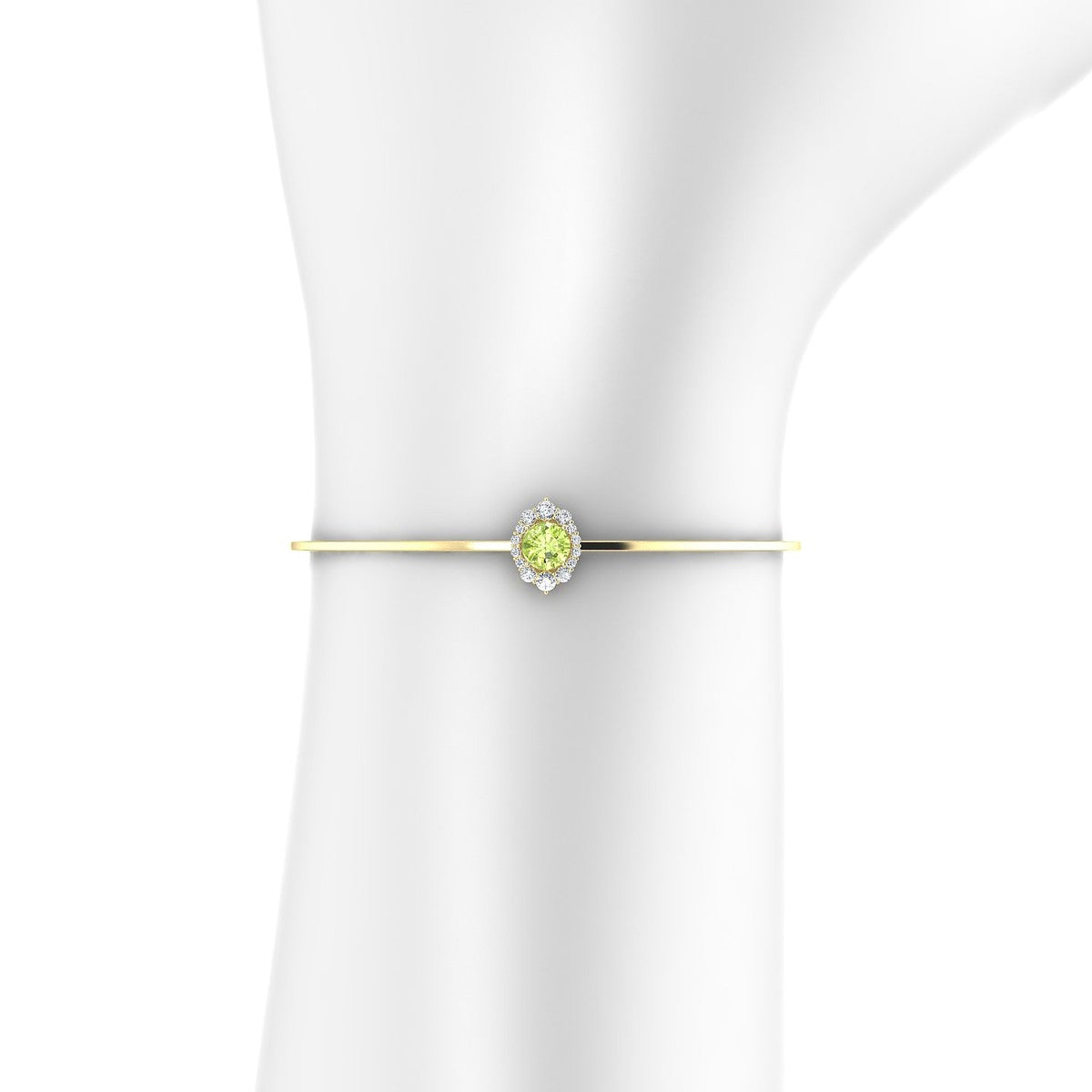 Romance | 18k Yellow Gold 6 mm Round Peridot Bangle