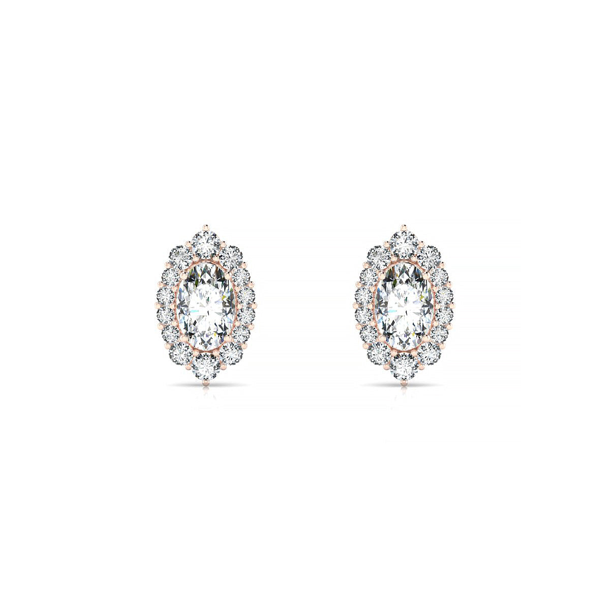 Romance | 18k Rose Gold 6 x 4 mm Oval Diamond Earrings
