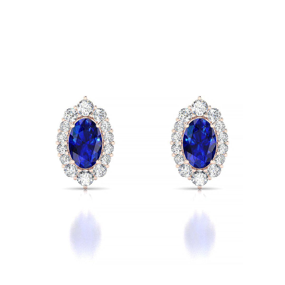 Romance | 18k Rose Gold 6 x 4 mm Oval Sapphire Earrings