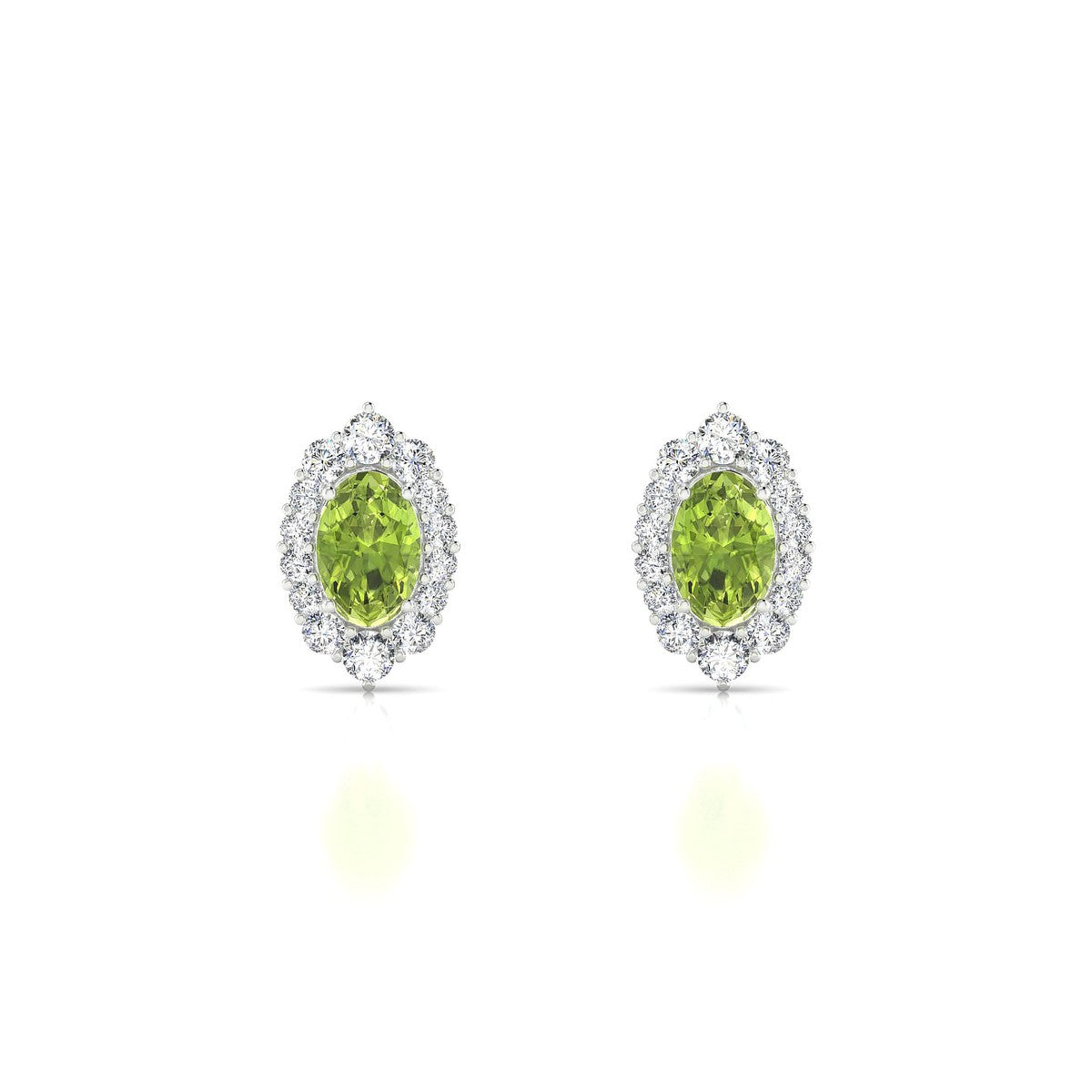 Romance | 18k White Gold 6 x 4 mm Oval Peridot Earrings
