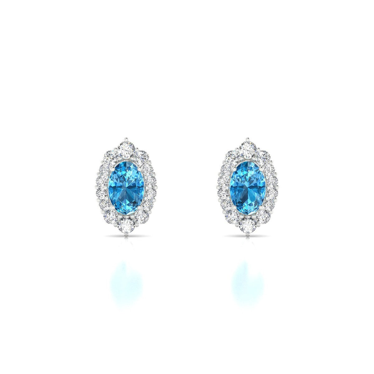 Romance | 18k White Gold 6 x 4 mm Oval Topaz Earrings