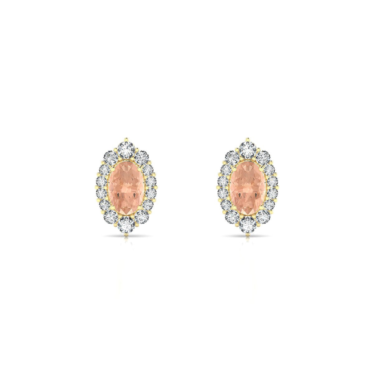 Romance | 18k Yellow Gold 6 x 4 mm Oval Morganite Earrings