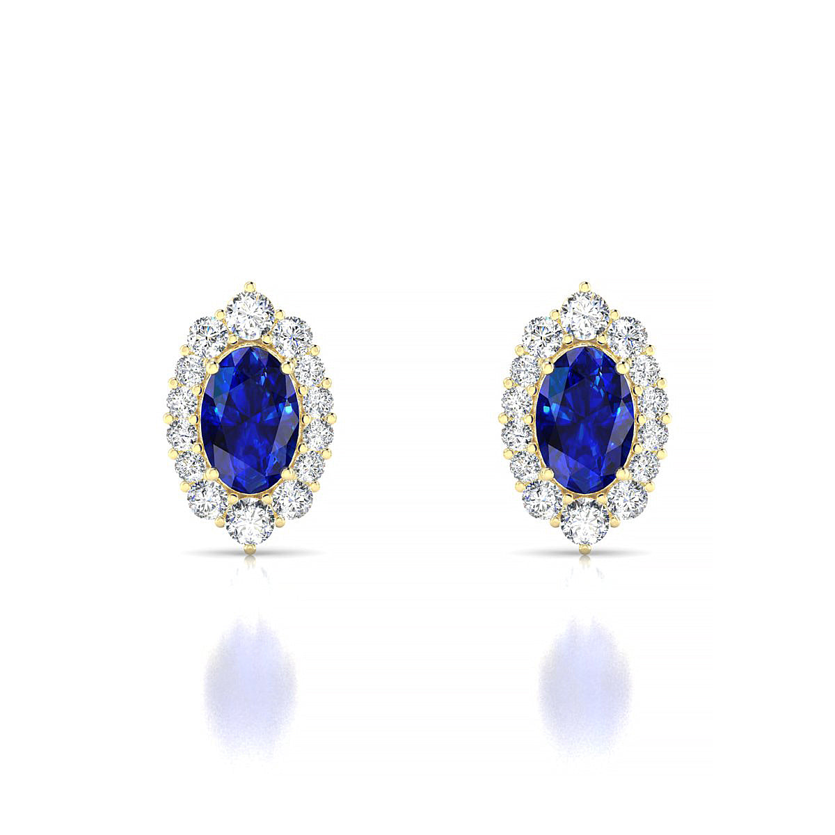 Romance | 18k Yellow Gold 6 x 4 mm Oval Sapphire Earrings
