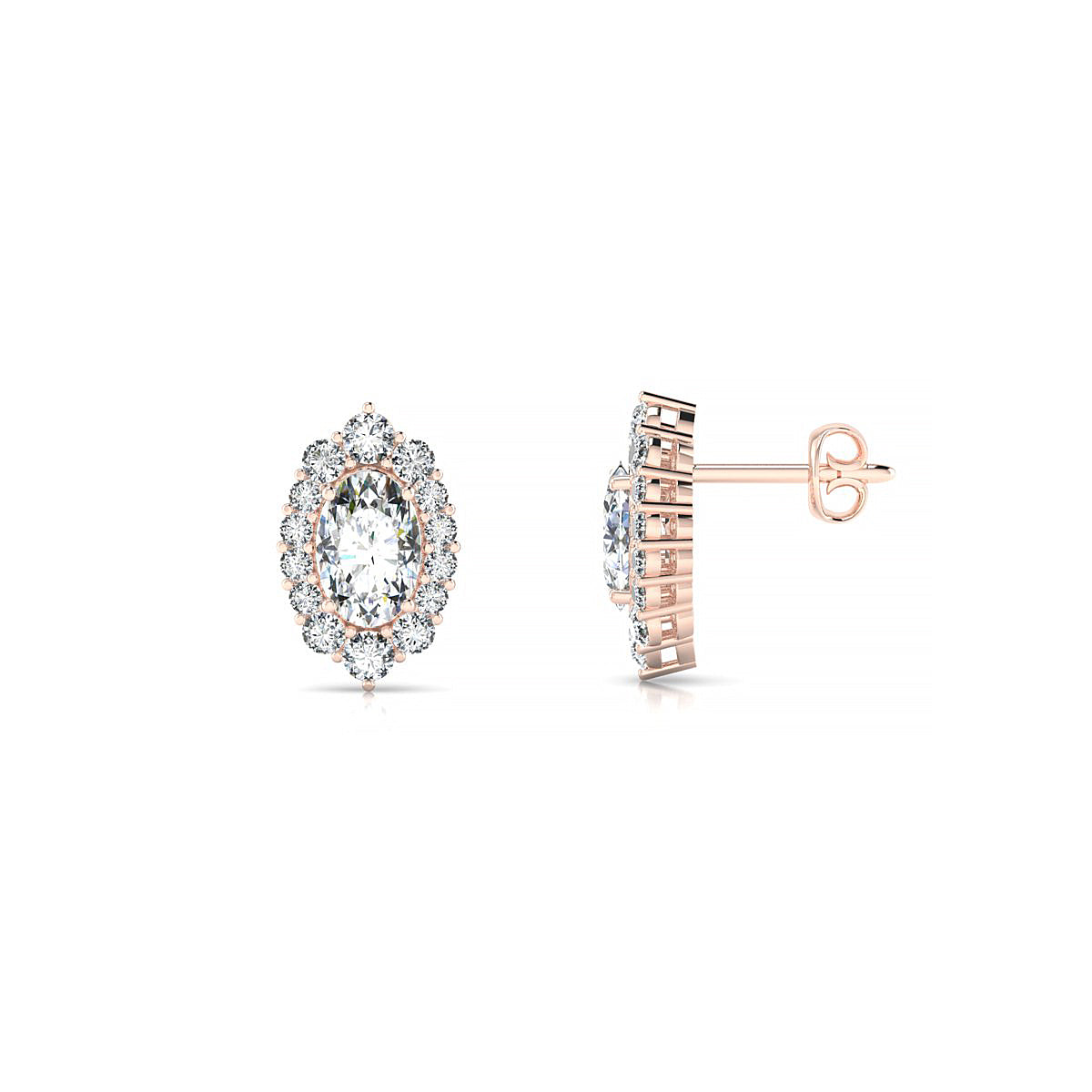 Romance | 18k Rose Gold 6 x 4 mm Oval Diamond Earrings
