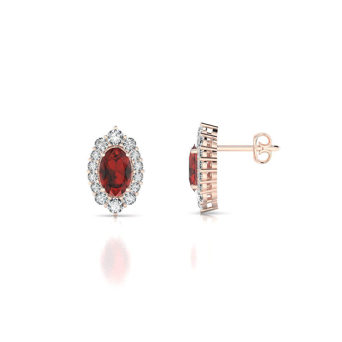 Romance | 18k Rose Gold 6 x 4 mm Oval Garnet Earrings