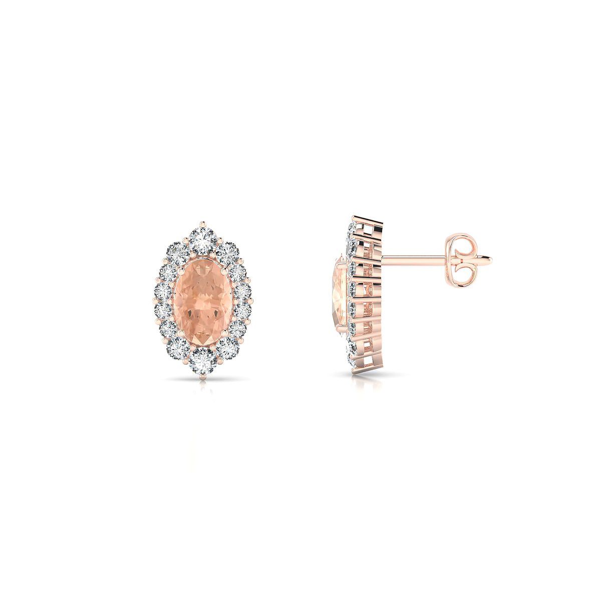 Romance | 18k Rose Gold 6 x 4 mm Oval Morganite Earrings