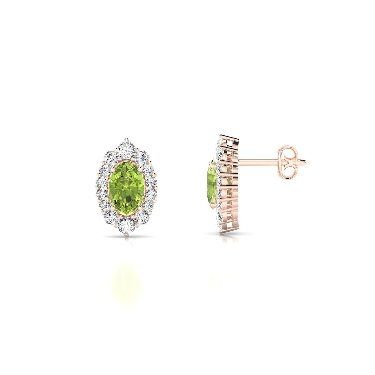 Romance | 18k Rose Gold 6 x 4 mm Oval Peridot Earrings