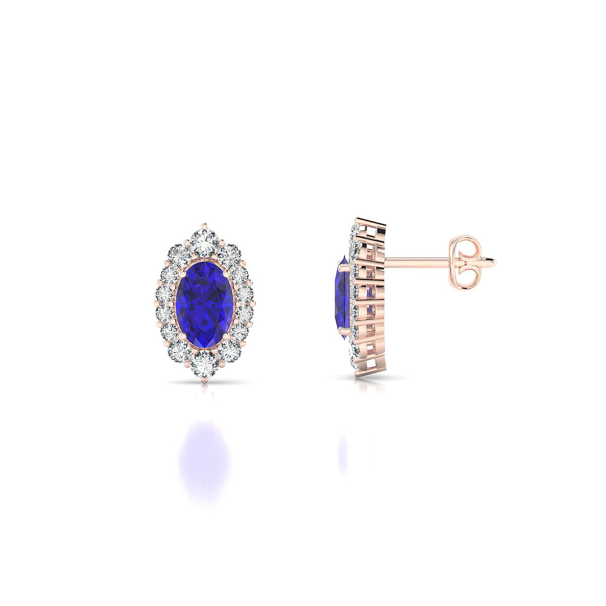Romance | 18k Rose Gold 6 x 4 mm Oval Tanzanite Earrings