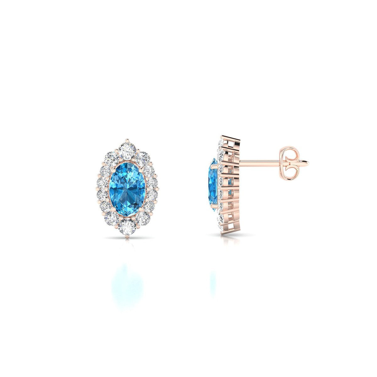 Romance | 18k Rose Gold 6 x 4 mm Oval Topaz Earrings