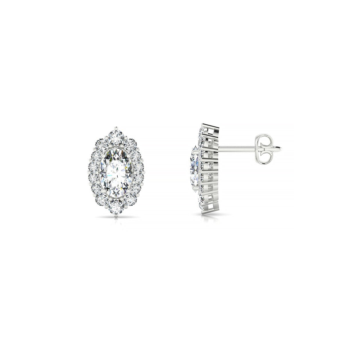 Romance | 18k White Gold 6 x 4 mm Oval Diamond Earrings
