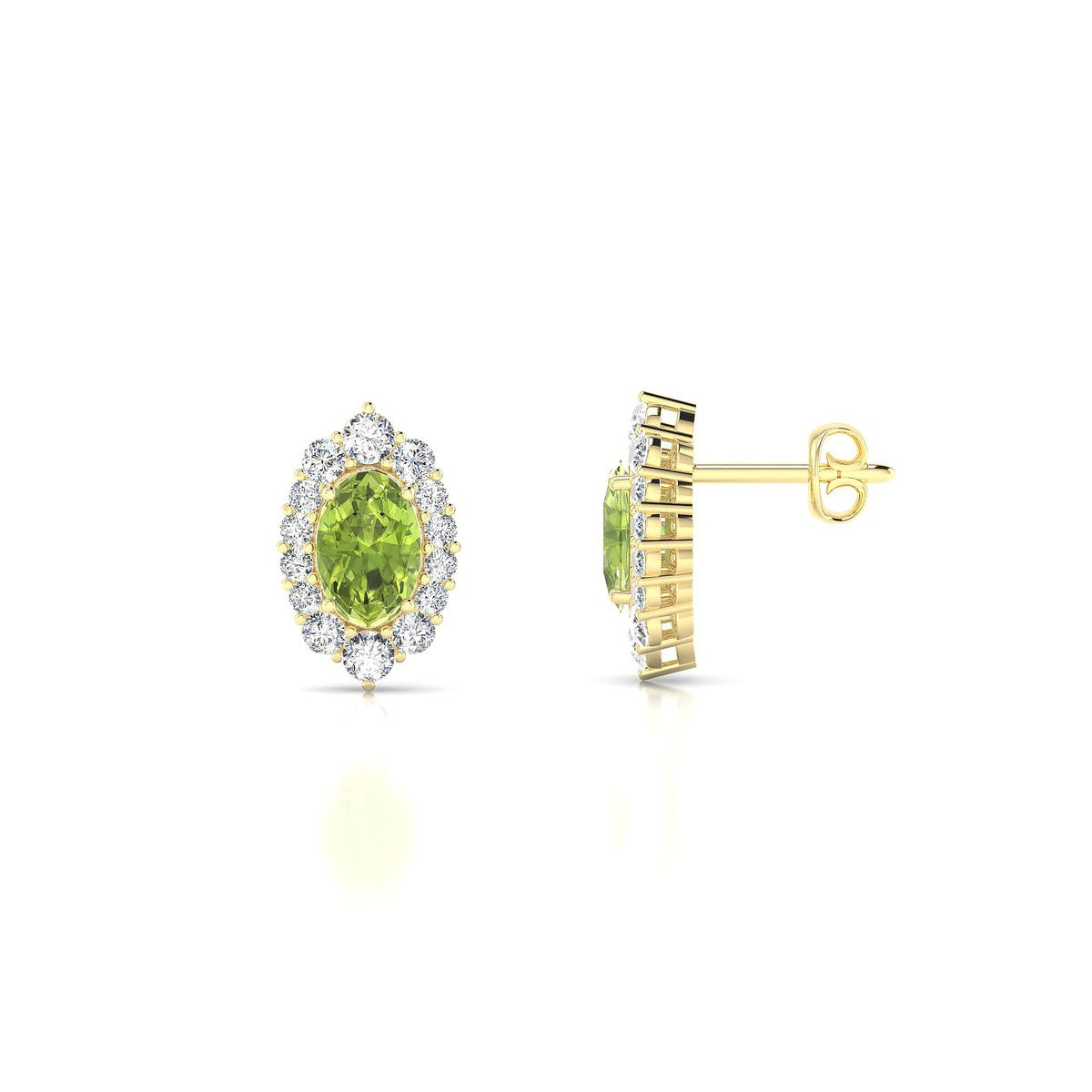 Romance | 18k Yellow Gold 6 x 4 mm Oval Peridot Earrings