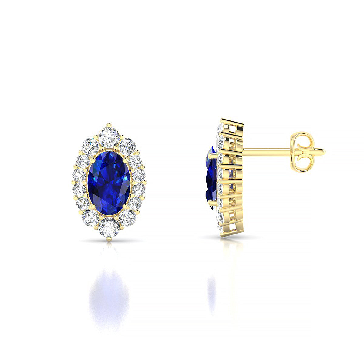 Romance | 18k Yellow Gold 6 x 4 mm Oval Sapphire Earrings