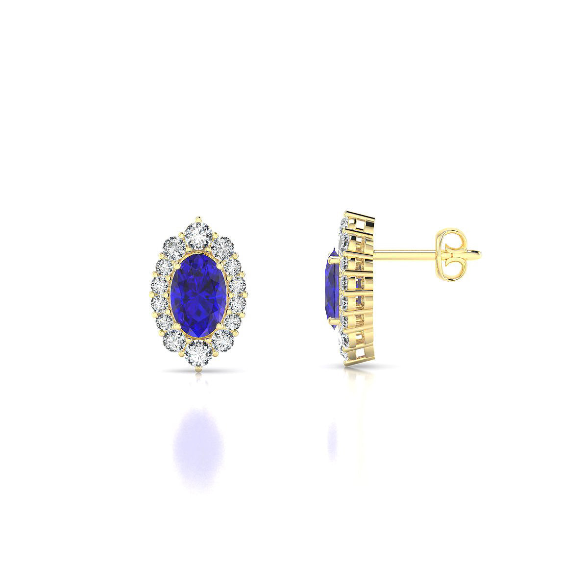 Romance | 18k Yellow Gold 6 x 4 mm Oval Tanzanite Earrings
