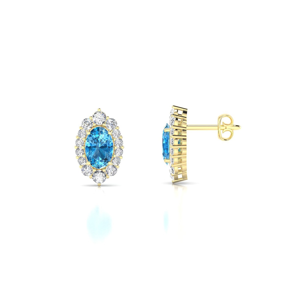 Romance | 18k Yellow Gold 6 x 4 mm Oval Topaz Earrings