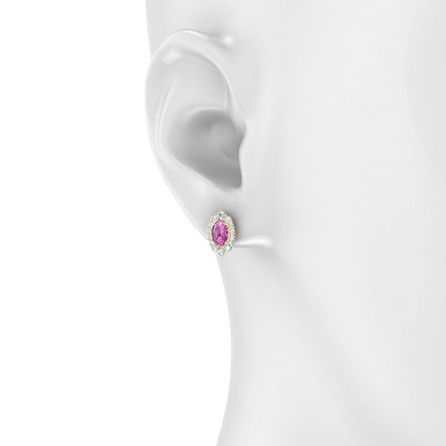 Romance | 18k Yellow Gold 6 x 4 mm Oval Pink Sapphire Earrings