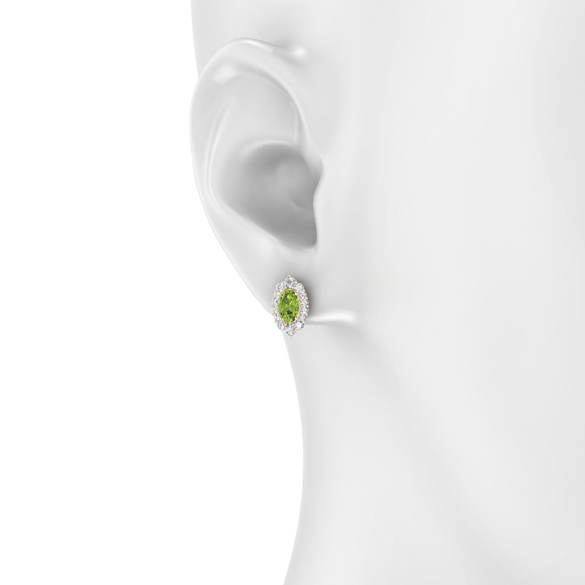 Romance | 18k Rose Gold 6 x 4 mm Oval Peridot Earrings