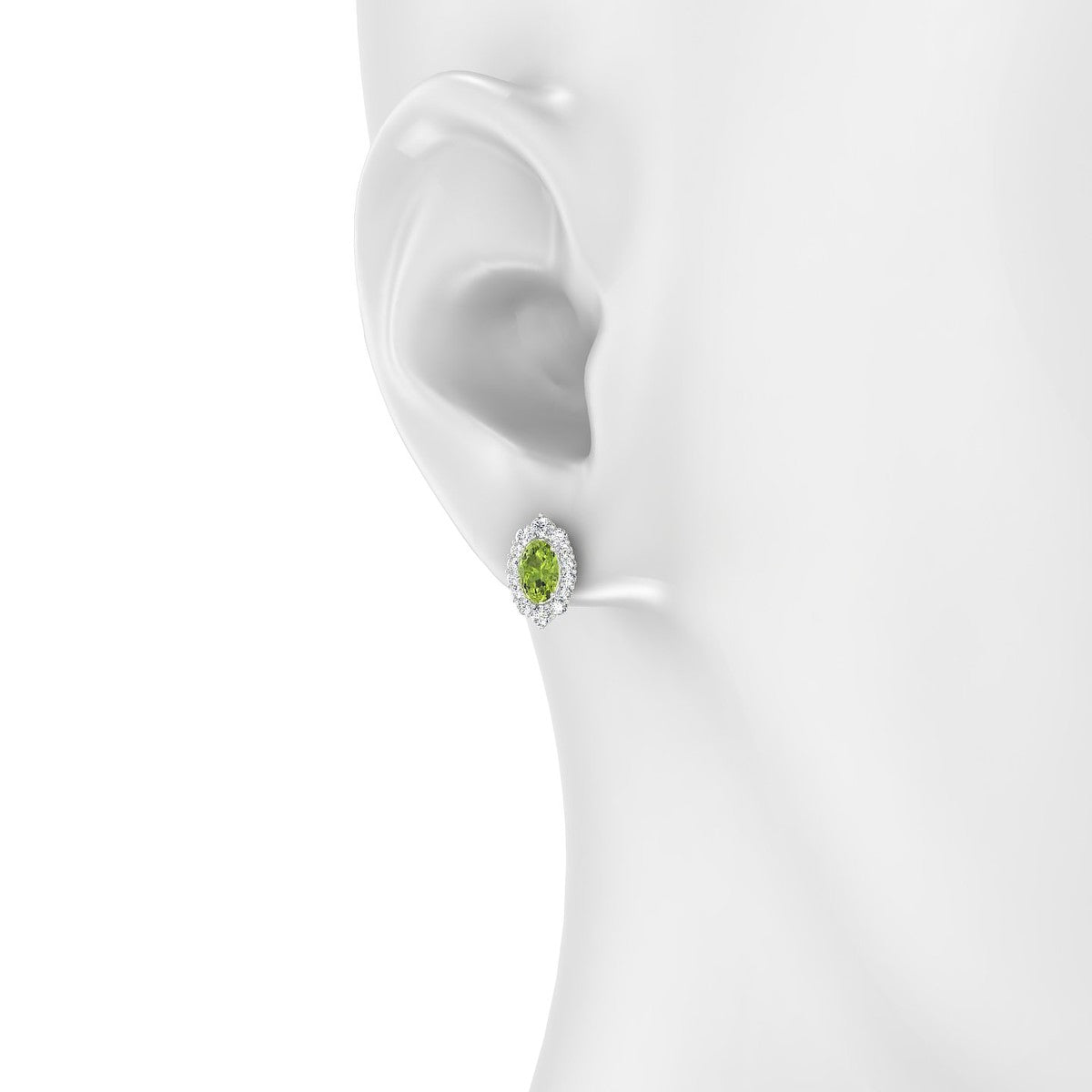 Romance | 18k White Gold 6 x 4 mm Oval Peridot Earrings